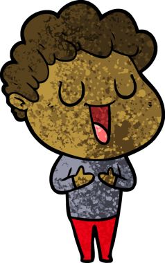 Bir insan tarafından çizilmiş gülen karikatür adam.