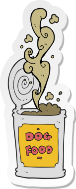 Bir insan tarafından çizilmiş köpek mamasının çıkartması.