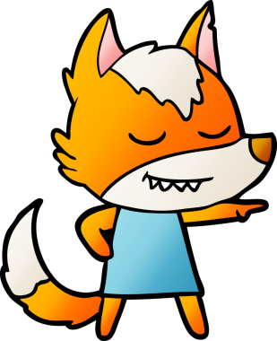 Bir insan tarafından çizilmiş tilki çizgi film karakteri