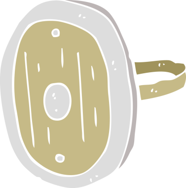 Ortaçağ kalkanının bir insan tarafından çizilmiş düz renk çizimi