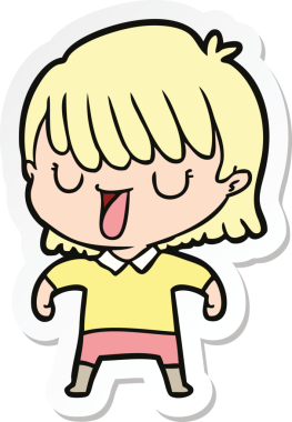 Bir insan tarafından çizilmiş bir karikatür kadının çıkartması.