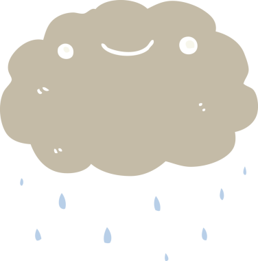 Bir insan tarafından çizilmiş düz renkli çizgi film bulutu