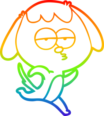 Gökkuşağı gradyan çizgi çizimi bir insan tarafından çizilen sıkılmış bir köpeğin çizimi