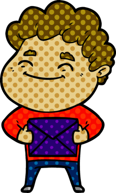 Bir insan tarafından çizilmiş çizgi film dostu bir adam.