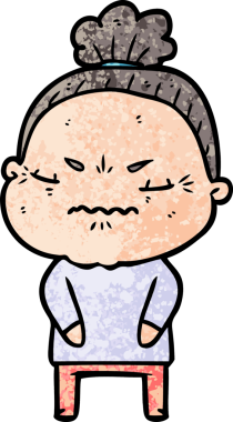 Çizgi film bir insan tarafından çizilmiş yaşlı bir kadın tarafından rahatsız edildi.