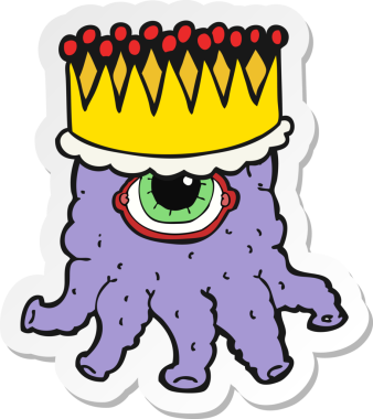 Bir insan tarafından çizilmiş bir uzaylı kralın çıkartması.