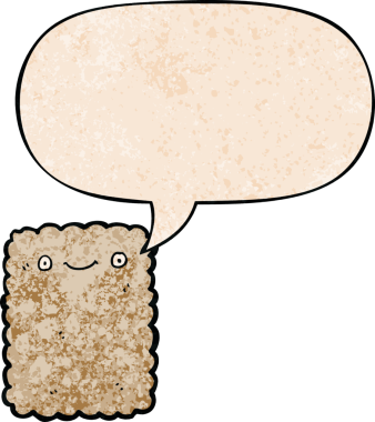 bir insan tarafından çizilmiş eski moda konuşma baloncuklu çizgi film bisküvisi