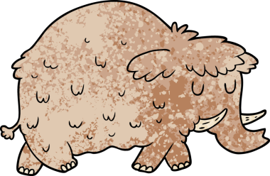 Bir insan tarafından çizilmiş tarih öncesi mamut çizgi filmi.