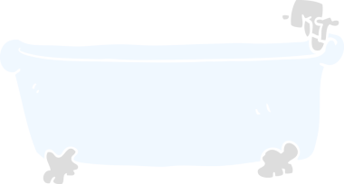 Bir insan tarafından çizilen düz renkli banyo çizimi