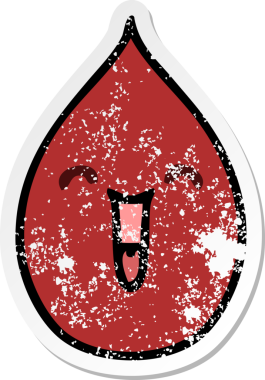 Bir insan tarafından çizilmiş garip bir el çıkartması. Duygusal kan damlası.