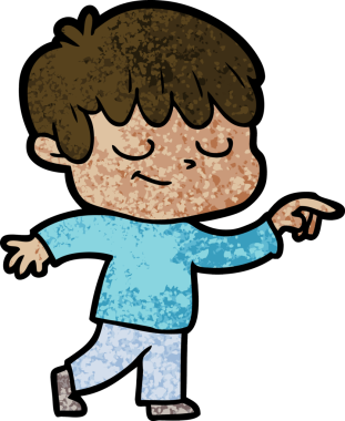 Bir insan tarafından çizilmiş mutlu çocuk çizgi filmi.