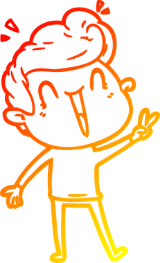 Bir insan tarafından çizilmiş, heyecanlı bir çizgi film çizimi.