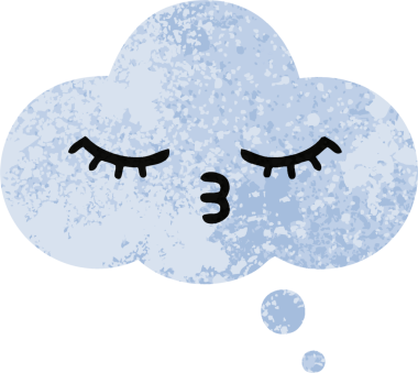 Bir insan tarafından çizilen düşünce baloncuğunun retro çizim tarzı karikatürü