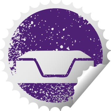 Bir insan tarafından çizilmiş tepside boş olan dairesel soyma etiketi.