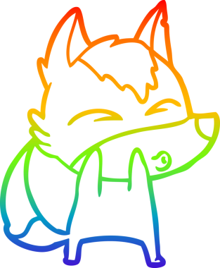 Gökkuşağı gradyan çizgi çizimi bir insan tarafından çizilmiş bir kurt çizgi filmi.