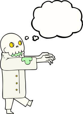 Bir insan tarafından çizilmiş serbest çizim balon çizgi film zombisi.