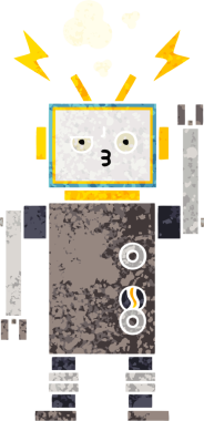 Bir insan tarafından çizilmiş bir robotun retro çizim tarzı karikatürü