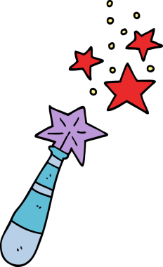 Bir insan tarafından çizilmiş sihirli değnek.