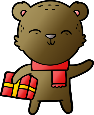 Bir insan tarafından çizilmiş mutlu çizgi film ayısı.