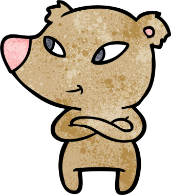 Bir insanın çapraz kollarıyla çizdiği sevimli çizgi film ayısı