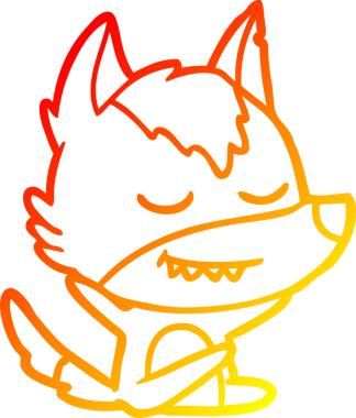 Bir insan tarafından çizilmiş, dost canlısı bir kurdun sıcak çizgi çizimi.