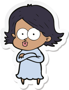 Bir insan tarafından çizilmiş somurtkan bir çizgi film kızının çıkartması.