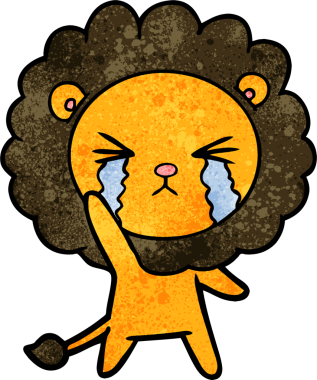 Bir insan tarafından çizilmiş ağlayan bir aslan.