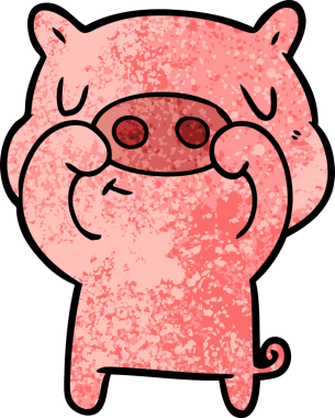 Bir insan tarafından çizilmiş çizgi film içerikli domuz.