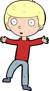 Çizgi film bir insan tarafından çizilmiş ürkmüş çocuk.