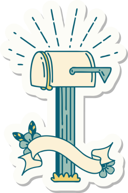 Bir insan tarafından çizilmiş dövme stili kapalı posta kutusu etiketi