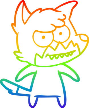 Bir insan tarafından çizilmiş sırıtan tilki çizgi çizimi.