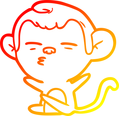 Bir insan tarafından çizilmiş şüpheli bir maymunun sıcak çizgi çizimi