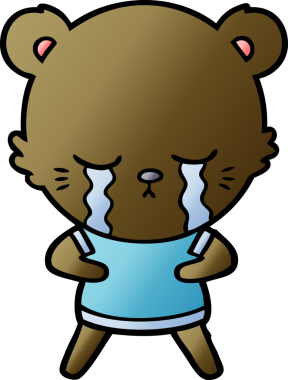 Bir insan tarafından çizilmiş ağlayan çizgi film ayısı.