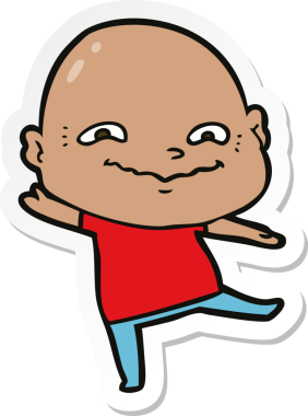 Bir insan tarafından çizilmiş garip bir adamın çıkartması.