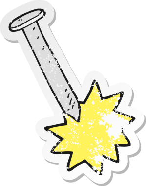 Bir insan tarafından çizilmiş karikatür çivisinin gerilemiş yapıştırması.