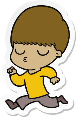 Bir insan tarafından çizilmiş sakin bir çocuğun çıkartması.