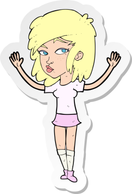 Bir insan tarafından çizilmiş güzel bir kızın çıkartması.