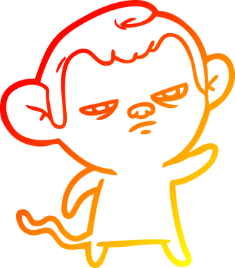 Bir insan tarafından çizilmiş kızgın bir maymunun sıcak çizgi çizimi