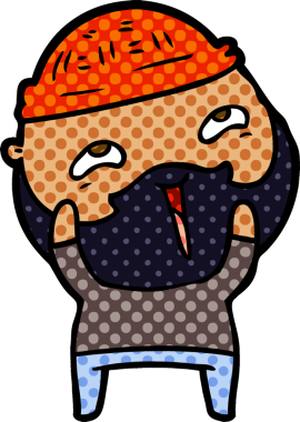 Bir insan tarafından çizilmiş mutlu sakallı bir adam.