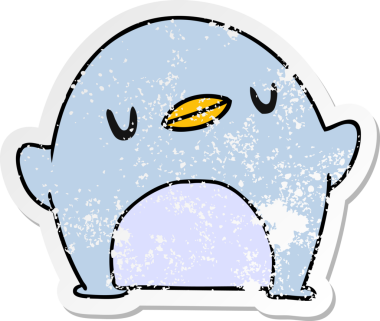 Bir insan tarafından çizilmiş sevimli bir penguenin depresif bir karikatür çizimi.