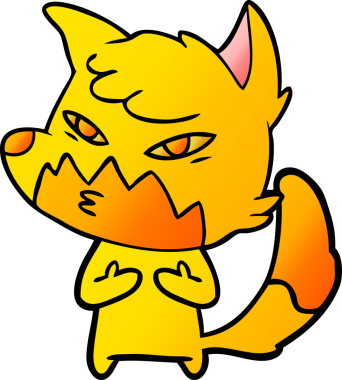 Bir insan tarafından çizilmiş tilki çizgi film karakteri