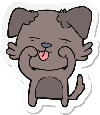 Bir insan tarafından çizilmiş çizgi film köpeğinin çıkartması.