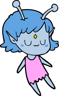 Bir insan tarafından çizilmiş uzaylı kız.