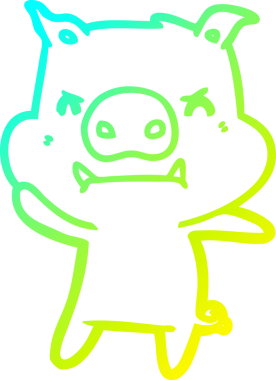 Bir insan tarafından çizilmiş kızgın çizgi film domuzu çizimi.