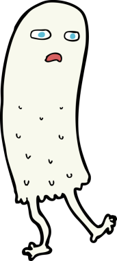 Bir insan tarafından çizilmiş komik bir hayalet.