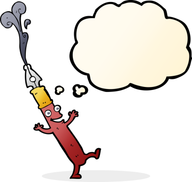 Bir insan tarafından çizilmiş düşünce balonlu kalem karakteri.