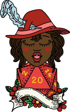 Bir insan tarafından çizilmiş 20 zarlı Retro Dövme Tarzı insan ozanı