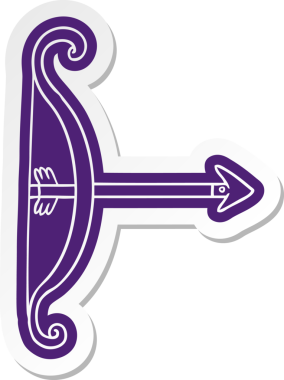 Bir insan tarafından çizilmiş ok ve yay etiketi.