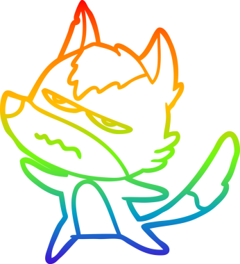 Gökkuşağı gradyan çizgi çizimi Bir insan tarafından çizilmiş rahatsız kurt