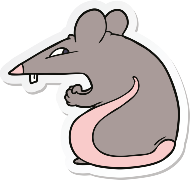 Bir insan tarafından çizilmiş sinsi bir farenin çıkartması.